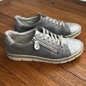 Remonte Kaia Silver and Gray Leather Lace-up Sneakers EU 39, US 8